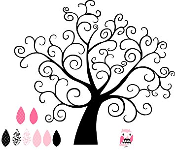 Pink and Black Curly Girly Tree wall saying vinyl lettering home.