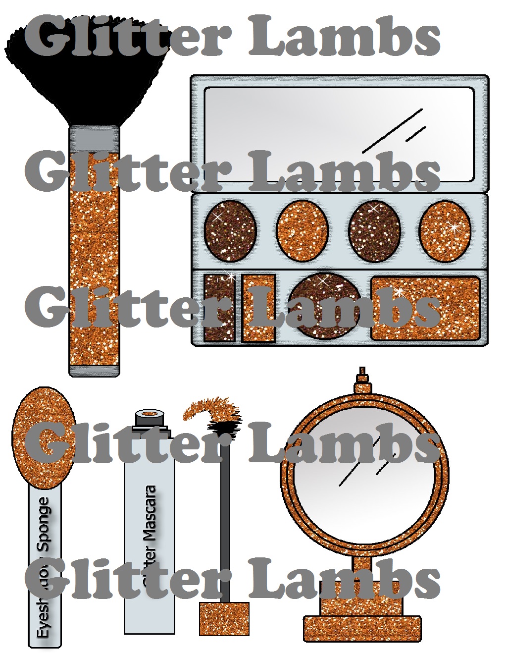 Glitter Lambs: Brown Glitter Makeup Clipart.