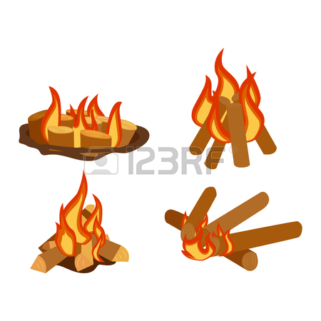 Isolated Illustration Of Campfires Logs Burning Bonfires. Bonfires.