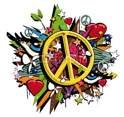 Graffiti Peace and Love symbol pop art illustration.