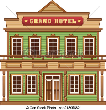 Vector of Wild West grand hotel building.