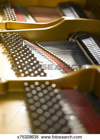 Stock Image of Strings and Hammers inside Grand Piano x75328635.