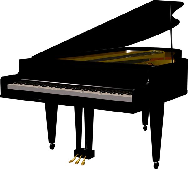 Woman grand piano notes cartoon piano clip art free vector.