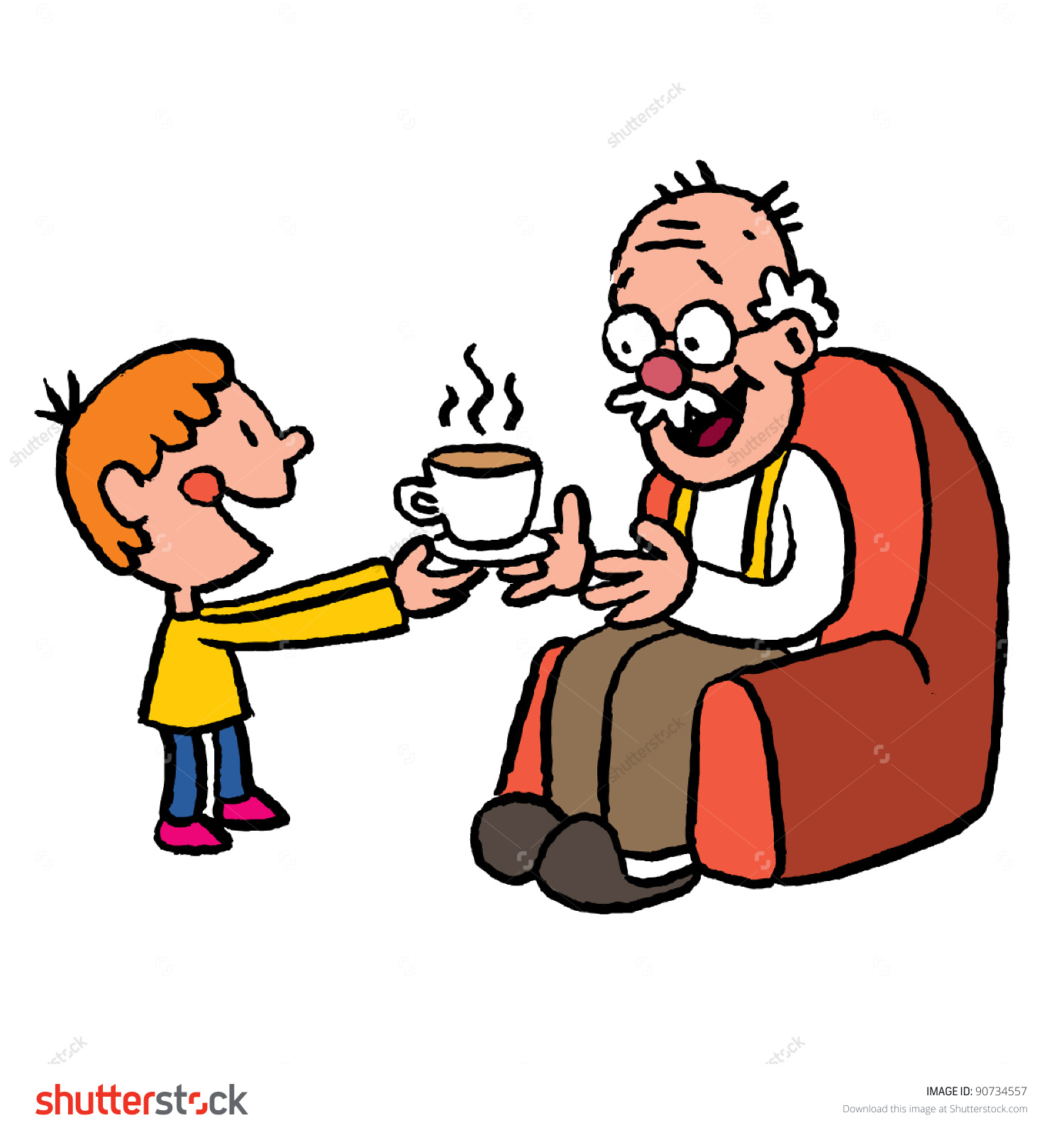 Grandpa and grandson clipart.