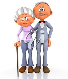 Royalty Free Clipart Image of a Girl Running to Her Grandparents.