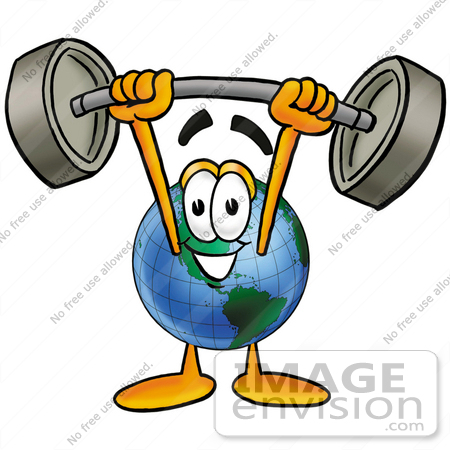 Clip Art Graphic of a World Globe Cartoon Character Holding a.