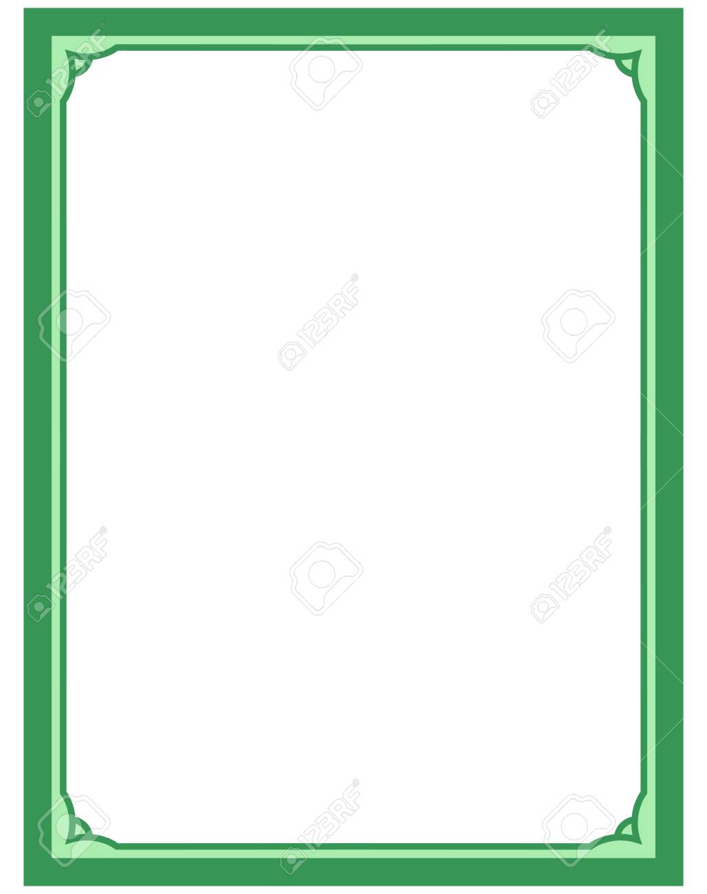 Green border frame deco vector art simple line corner.