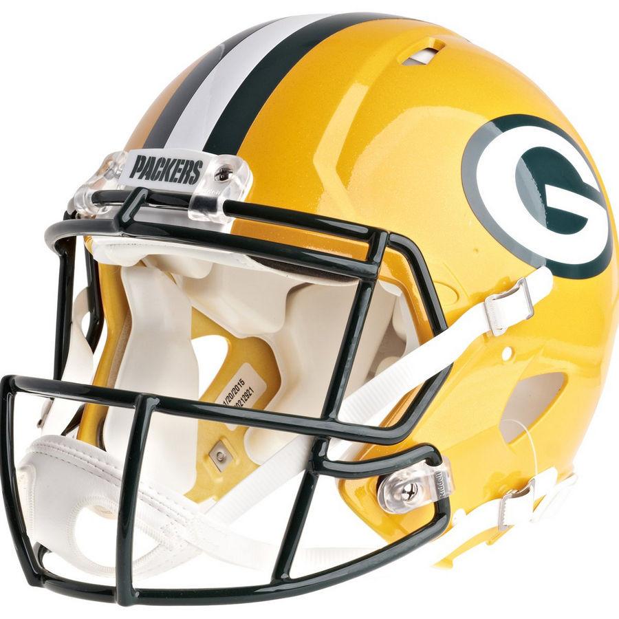 Green Bay Packers Riddell Revolution Speed Authentic Football Helmet.