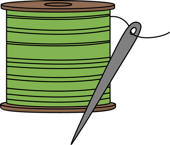 Black needle green thread clipart.