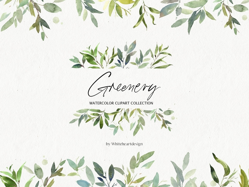 Greenery Watercolor Leaves Clipart by Graphics Collection on Dribbble.