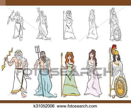 Greek gods cartoon illustration Clip Art.