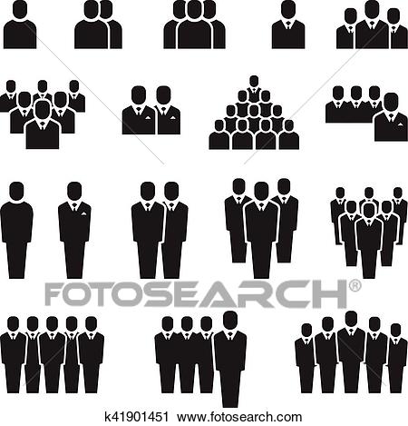 Business team, silhouette people, employee, group, crowd vector icons set  Clipart.