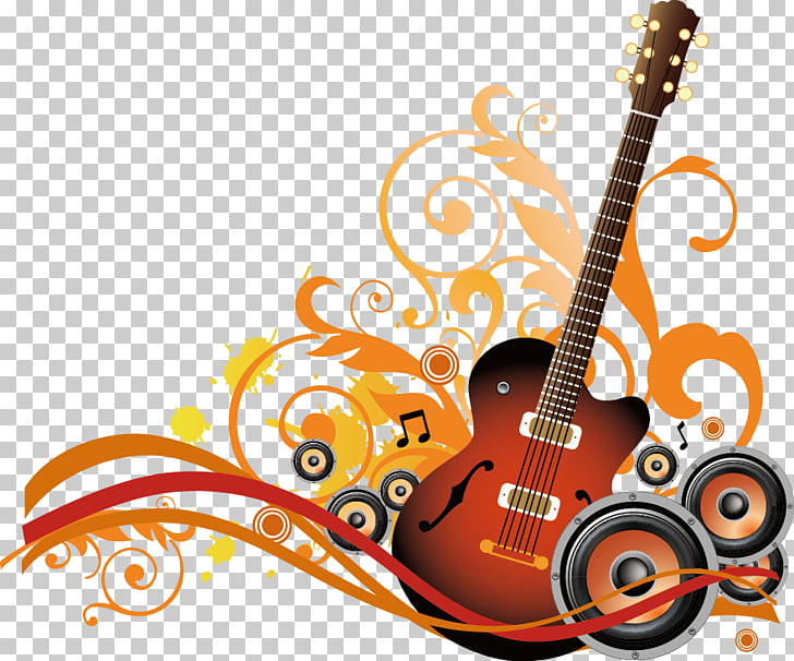 Guitar Musical note Illustration, Music Themes, brown guitar.