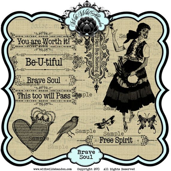 Gypsy Clipart, Brave Soul Digital Collage Sheet , Clip art Set and.