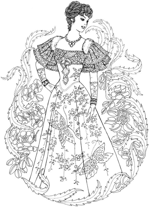 Creative Haven Art Nouveau Fashions Coloring Book.