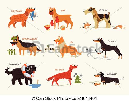 Vector Clipart of Dog breeds. Working dogs.