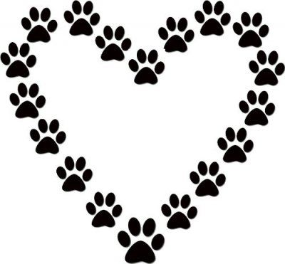 Paw prints heart template.