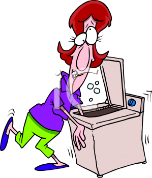 Cartoon of a Woman Doing Laundry.