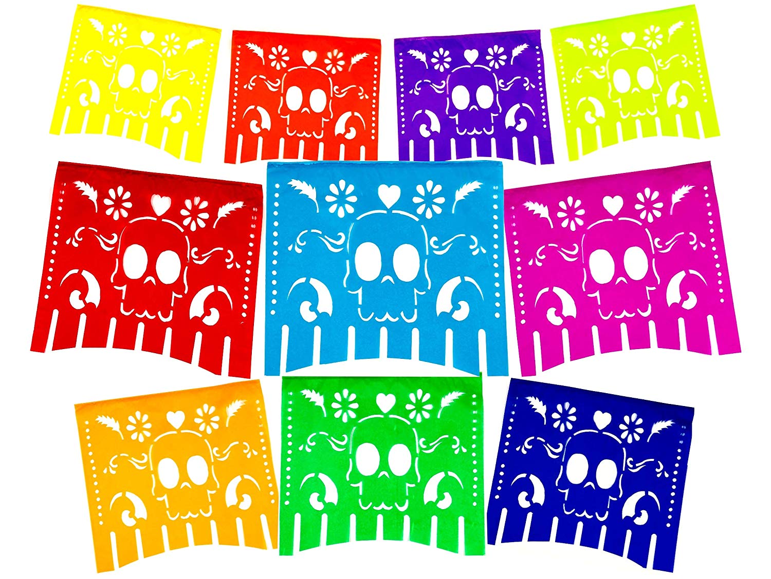 Fiesta Brands Mexican .Colors for The Dead Papel Picado Banner.Vibrant  Colors Tissue Paper. Large Size Panels. Multicolored Dia de Los Muertos  Sugar.