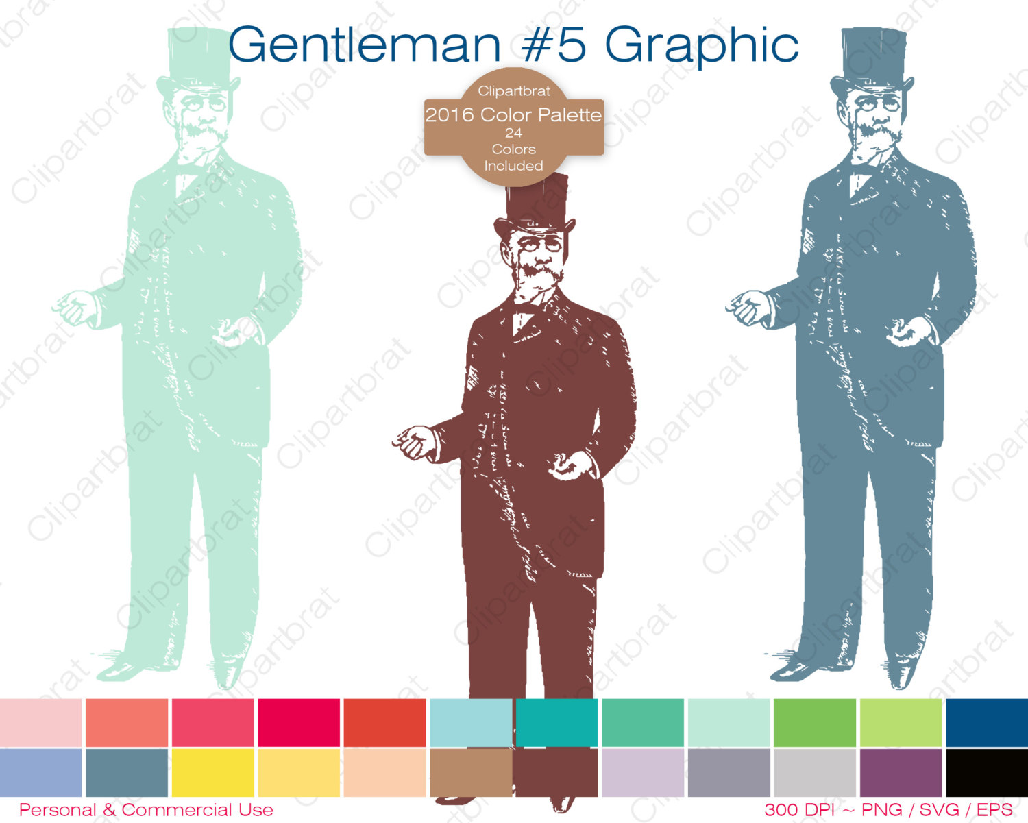 DAPPER MAN Clipart Commercial Use Clipart GENTLEMAN Graphic 2016.