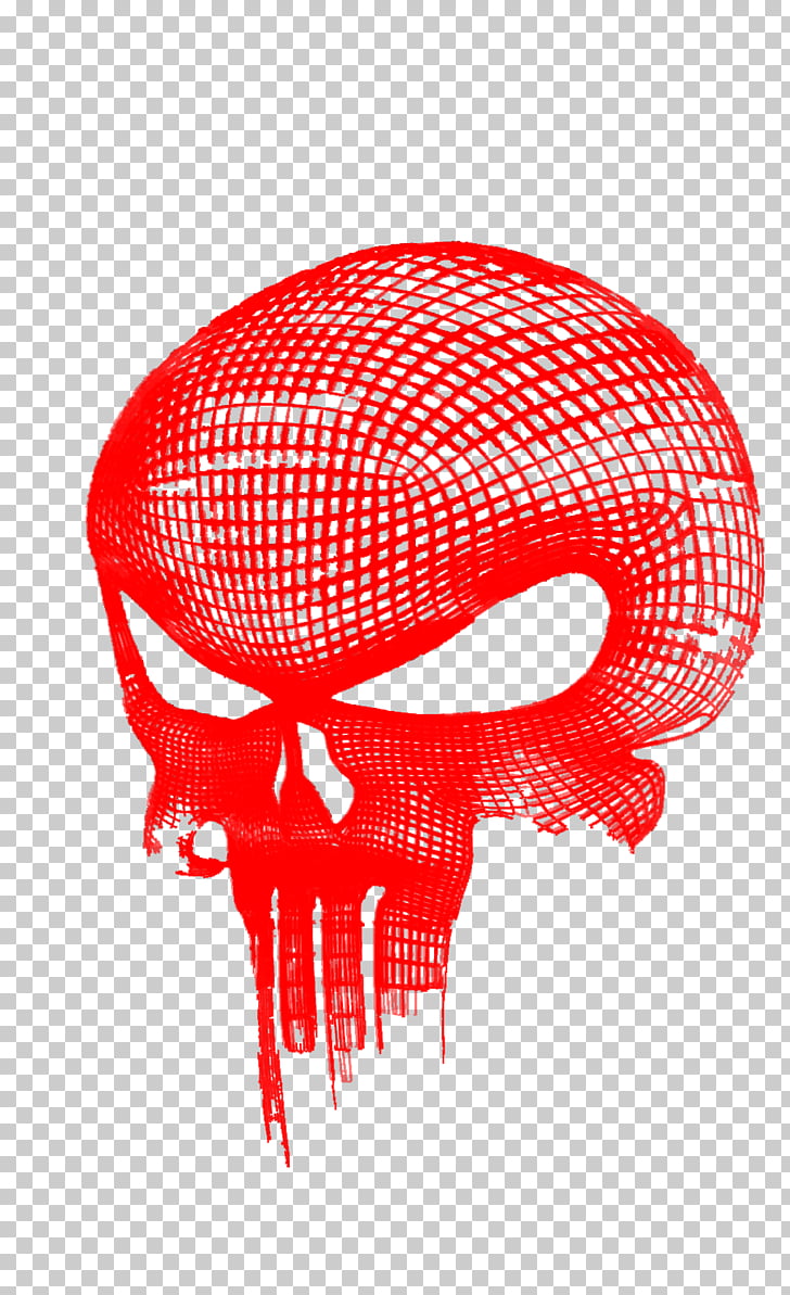 Punisher Daredevil Logo, skulls, red Punisher logo art PNG.