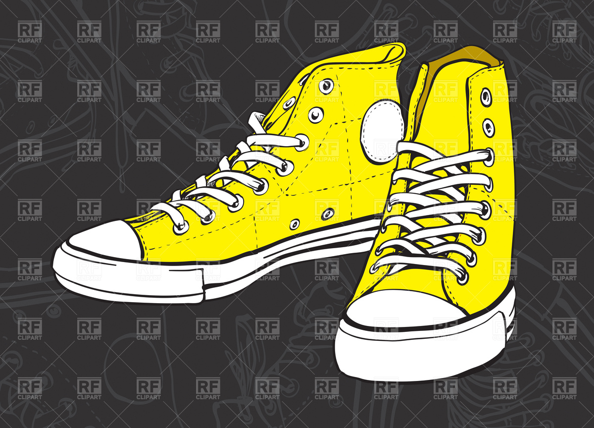 Yellow sneakers on dark background Vector Image #4539.