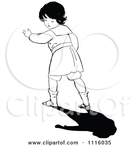 Clipart Retro Vintage Black And White Boy Looking Back At His.