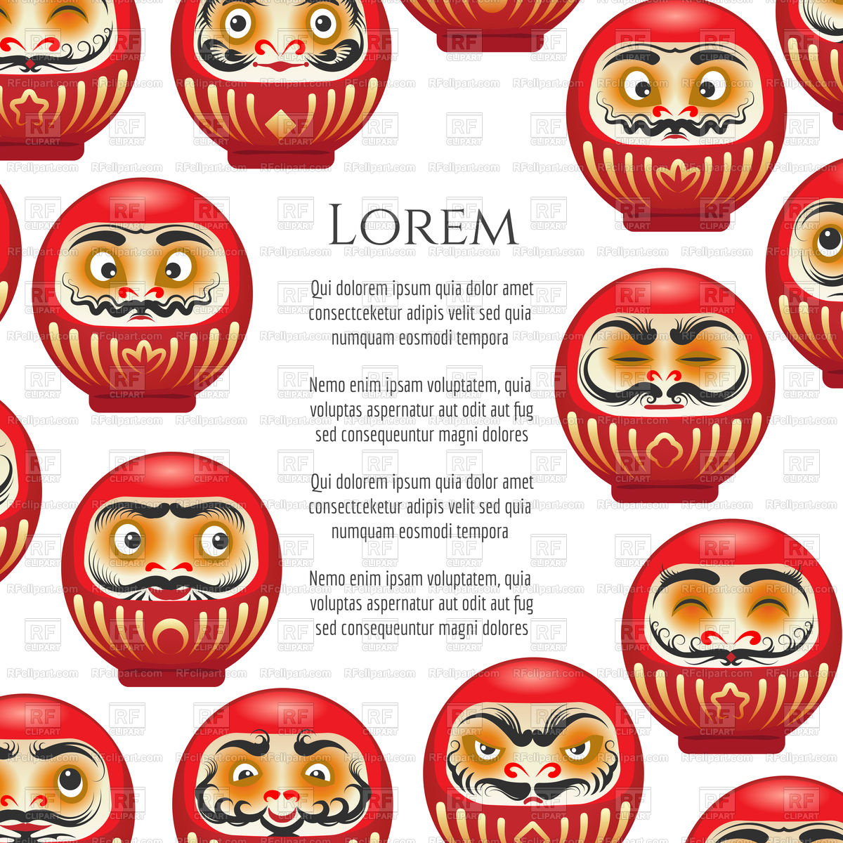 Japanese red daruma dolls poster design Stock Vector Image.