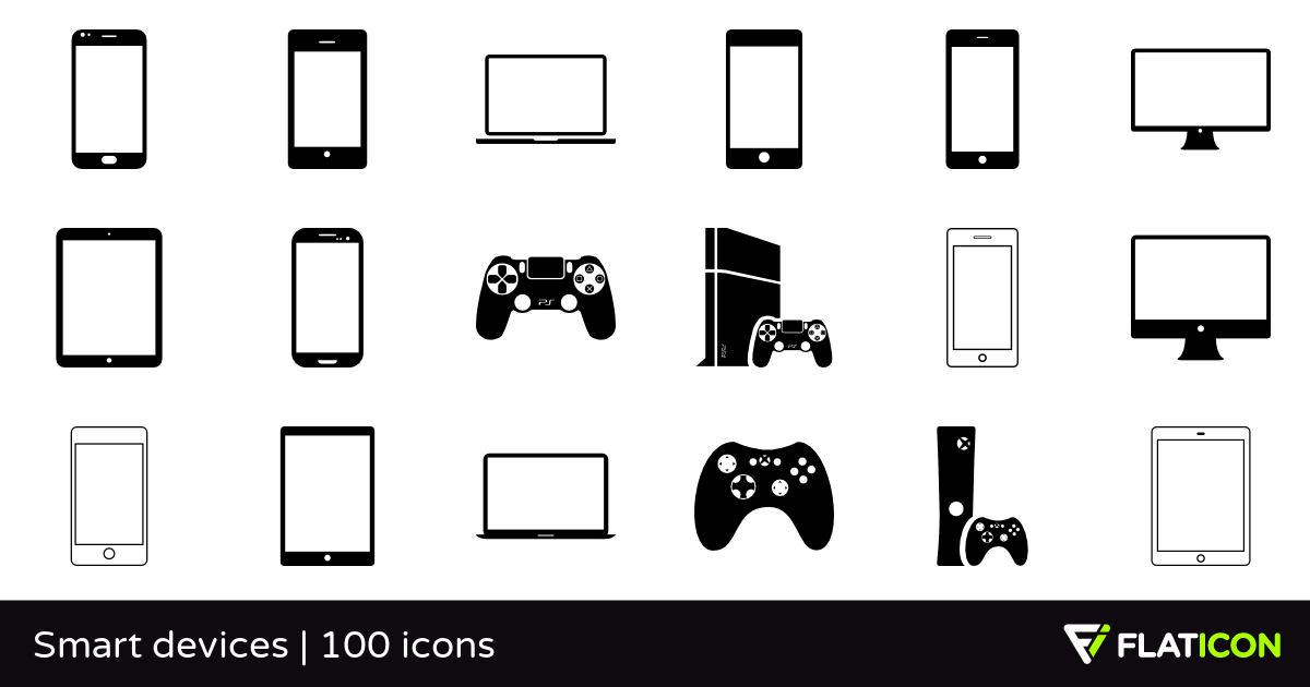 Smart devices 100 free icons (SVG, EPS, PSD, PNG files).