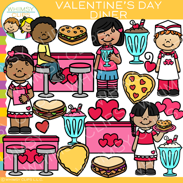 Valentine's Day Diner Clip Art.