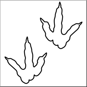 Clip Art: Dinosaur Footprints 01 B&W 2 I abcteach.com.