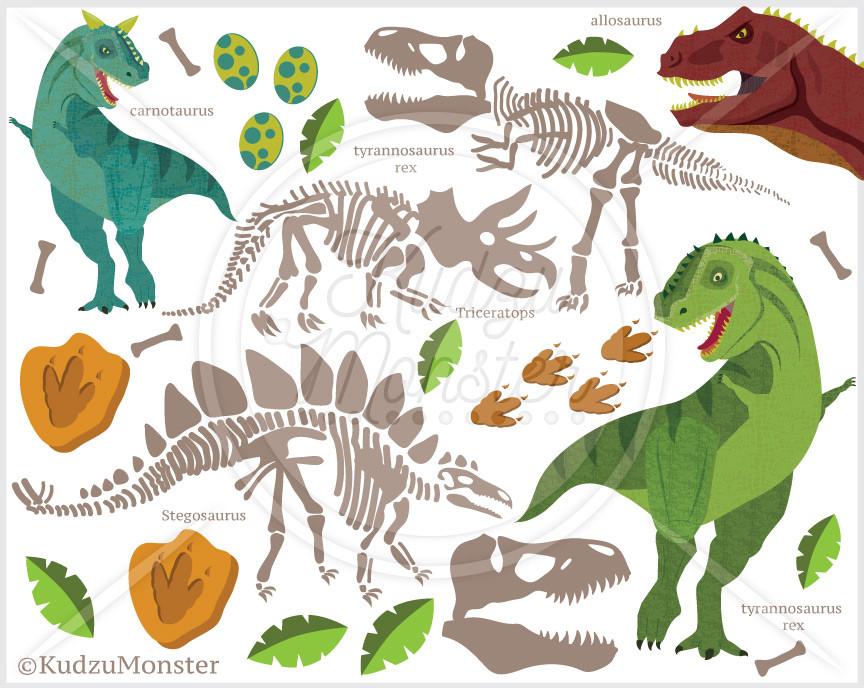 Dinosaur Fossil Clip Art Graphics.