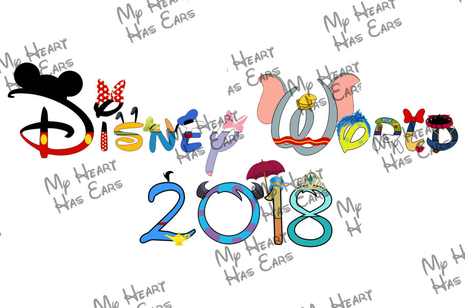 Disney World 2018 In Character Word Text INSTANT DOWNLOAD Digi.