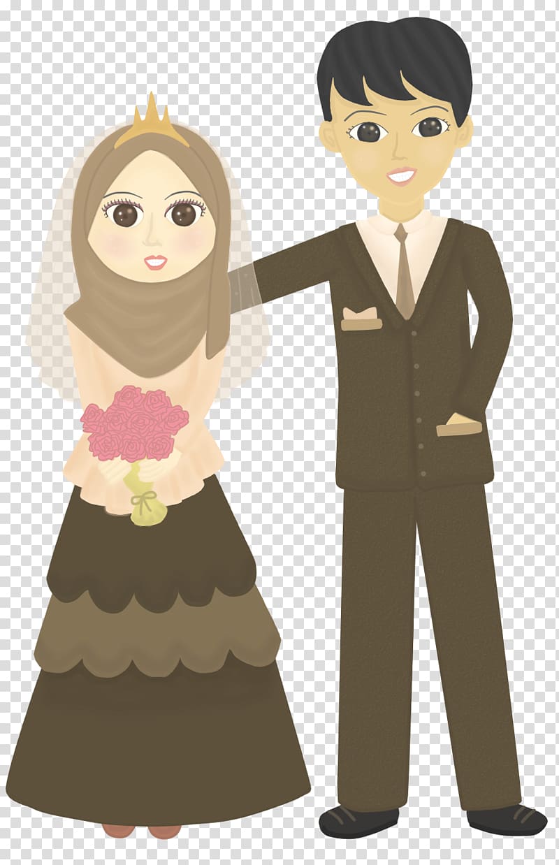 Man and woman illustration, Doodle Wedding Drawing Muslim.