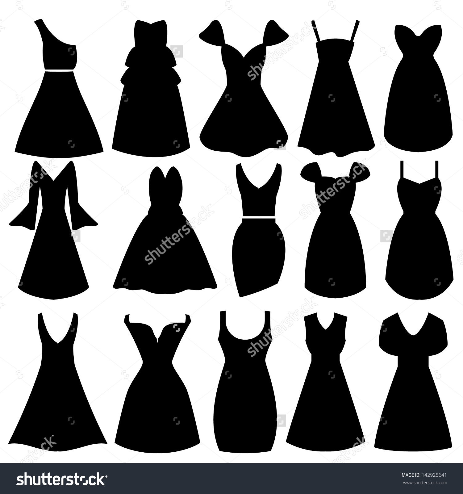 Vector Women Dress Silhouettes Stock Vector 142925641.