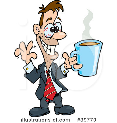 Man drinking coffee clipart.