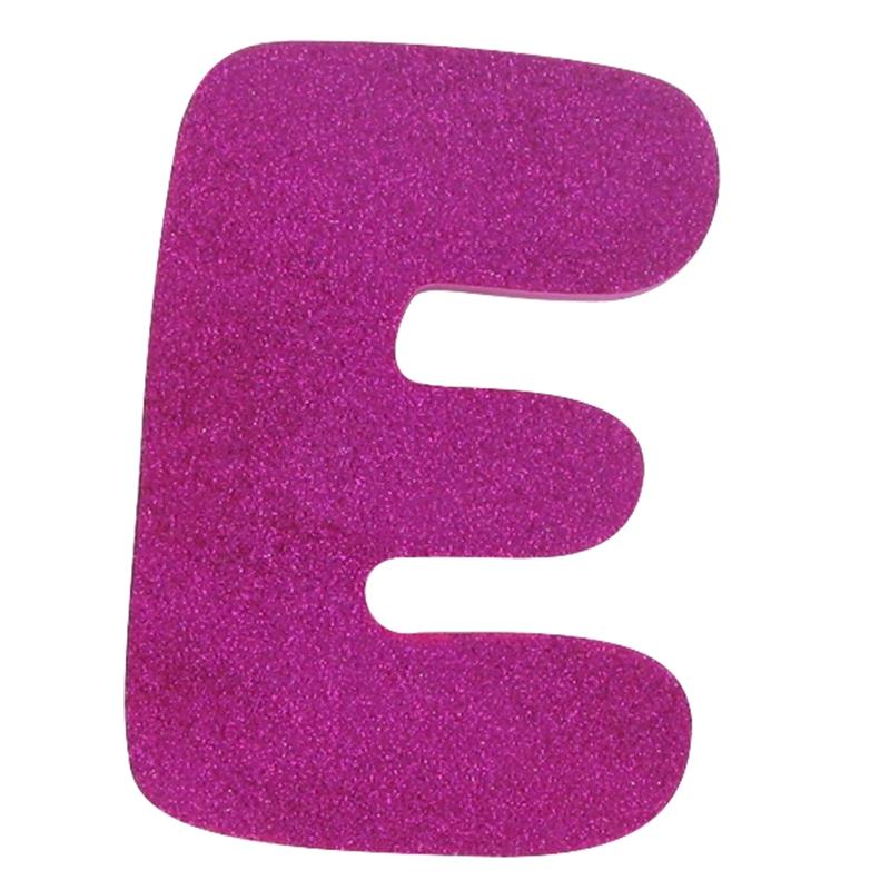 Hobbycraft Glitter Foam Letter E Pink.