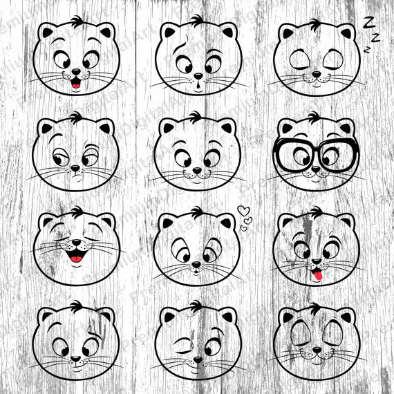 12 Cats Emoji clipart, Babies Kids Animals clipart,animals.