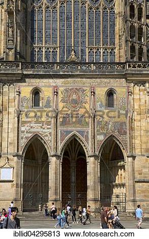 Stock Photo of Last Judgement mosaic on entrance portal, St. Vitus.