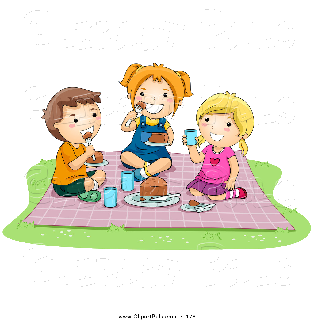 Eating Pal Clipart Of Pair Girls And Boy Food At Picnic By Png.