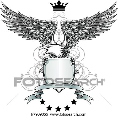 Eagle with shield and emblem Clipart.