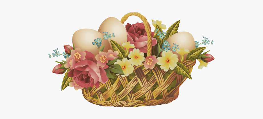 Easter Basket Bunny Clipart Flowers.