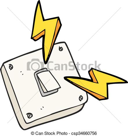 Clipart Vector of cartoon sparking electric light switch.