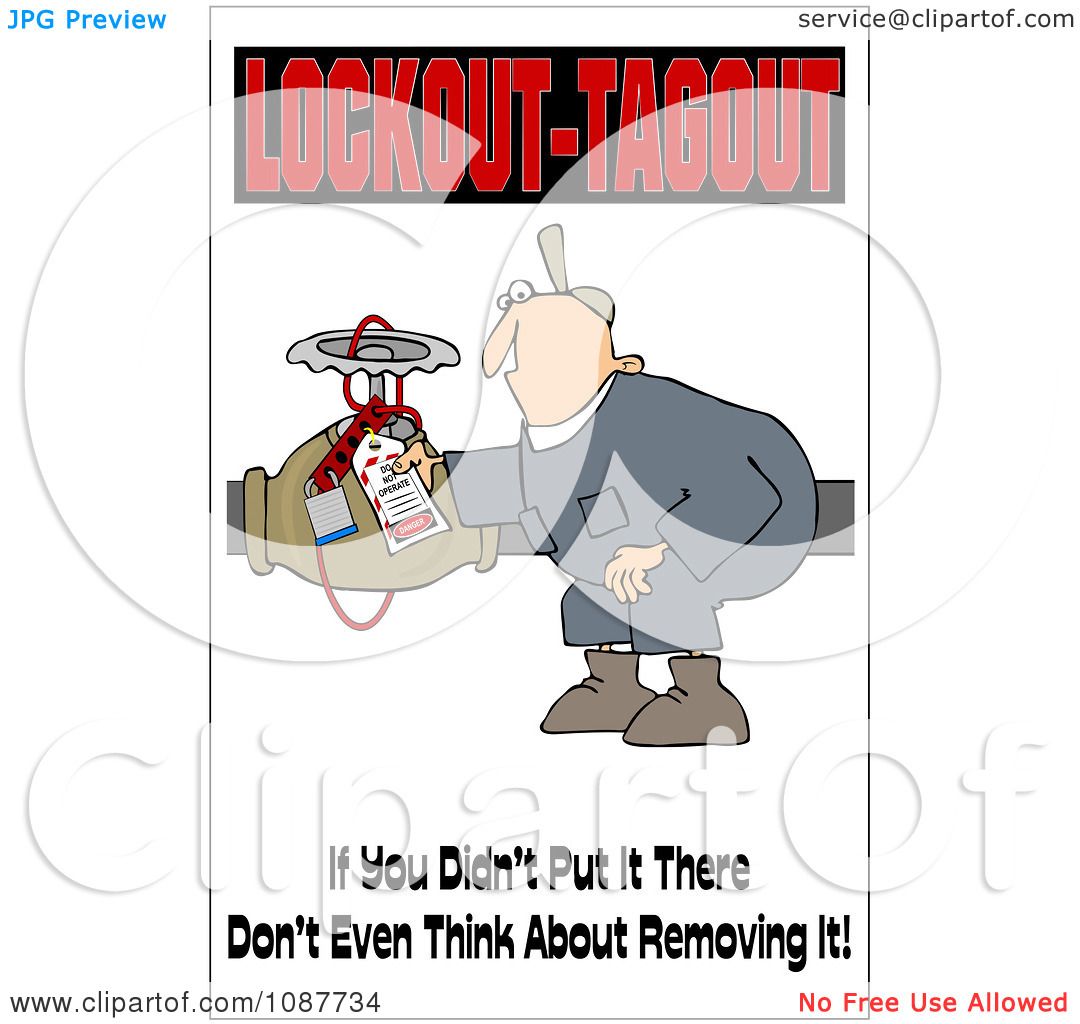 Clipart Electrician With A Safety Warning.