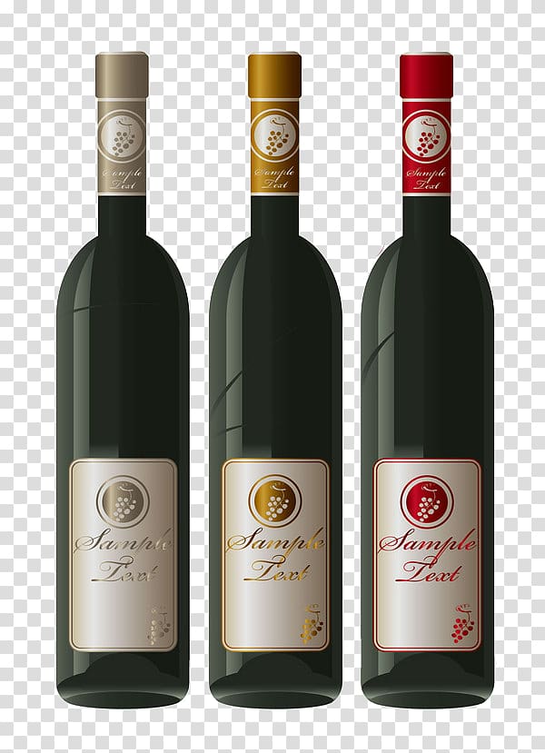 Red Wine Bottle Wine label, 3 elegant texture Red Wine.