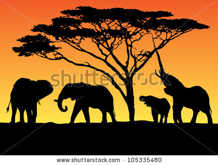 Elephant Herd Clipart.