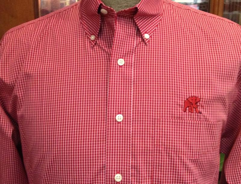 Wrinkle Free Crimson Graph Check with Elephant Wear Logo.