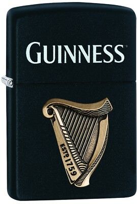 ZIPPO CHOICE GUINNESS Beer Harp Logo EST 1759 Black Matt.