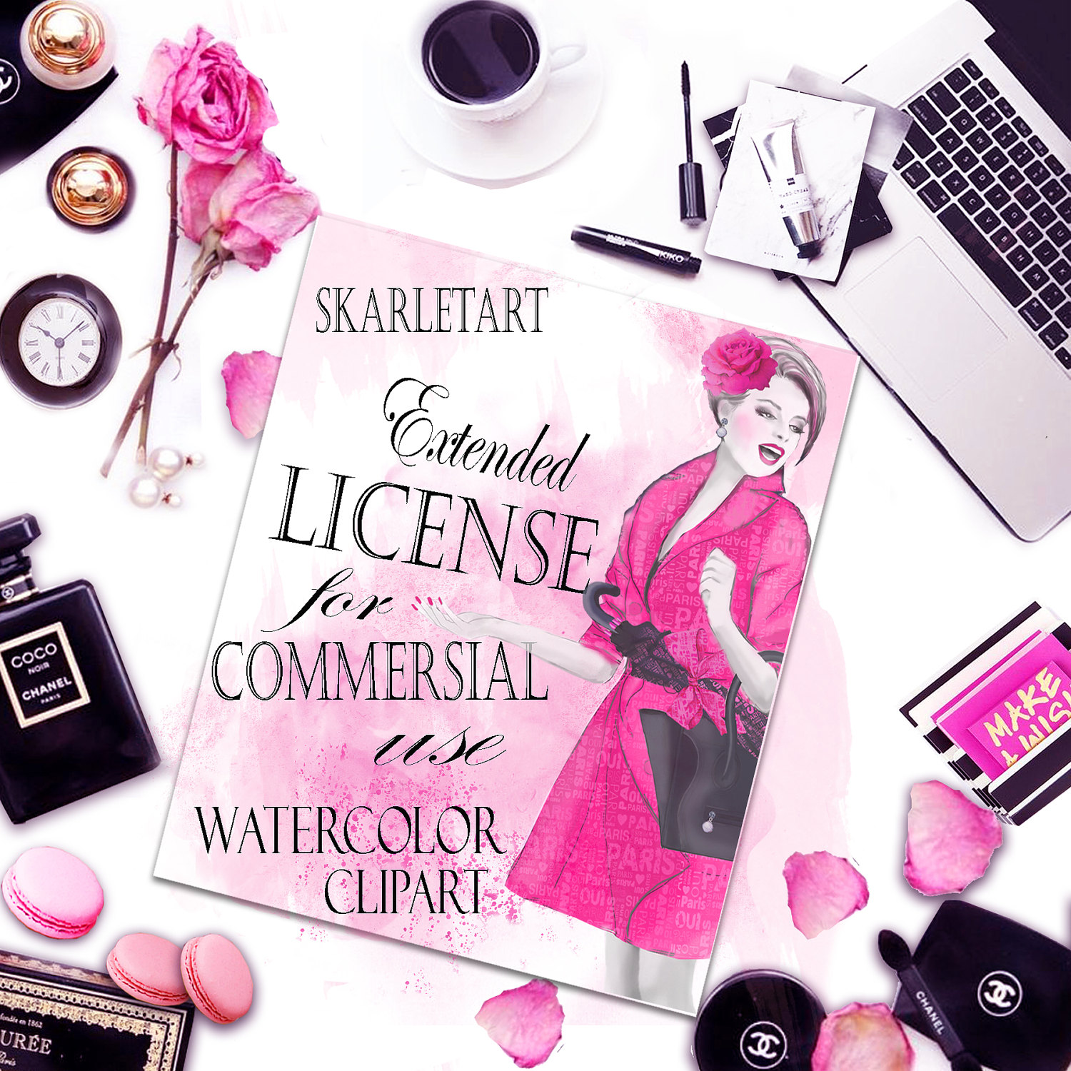 Extended license for Handpainted Watercolor Clipart.