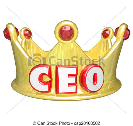 Stock Illustration of Gold Crown CEO Chief Executive Officer Words.